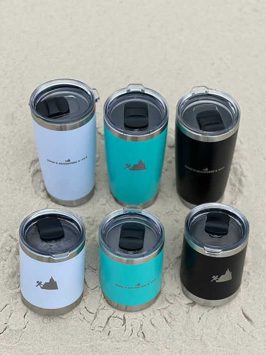 Double-walled insulated travel cup for hot and cold drinks
