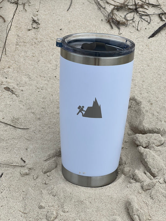 Double-walled insulated travel cup for hot and cold drinks