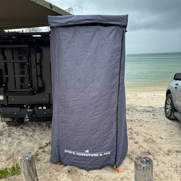 Vehicle-Mounted Privacy Awning & Shower Base for Off-Road Use